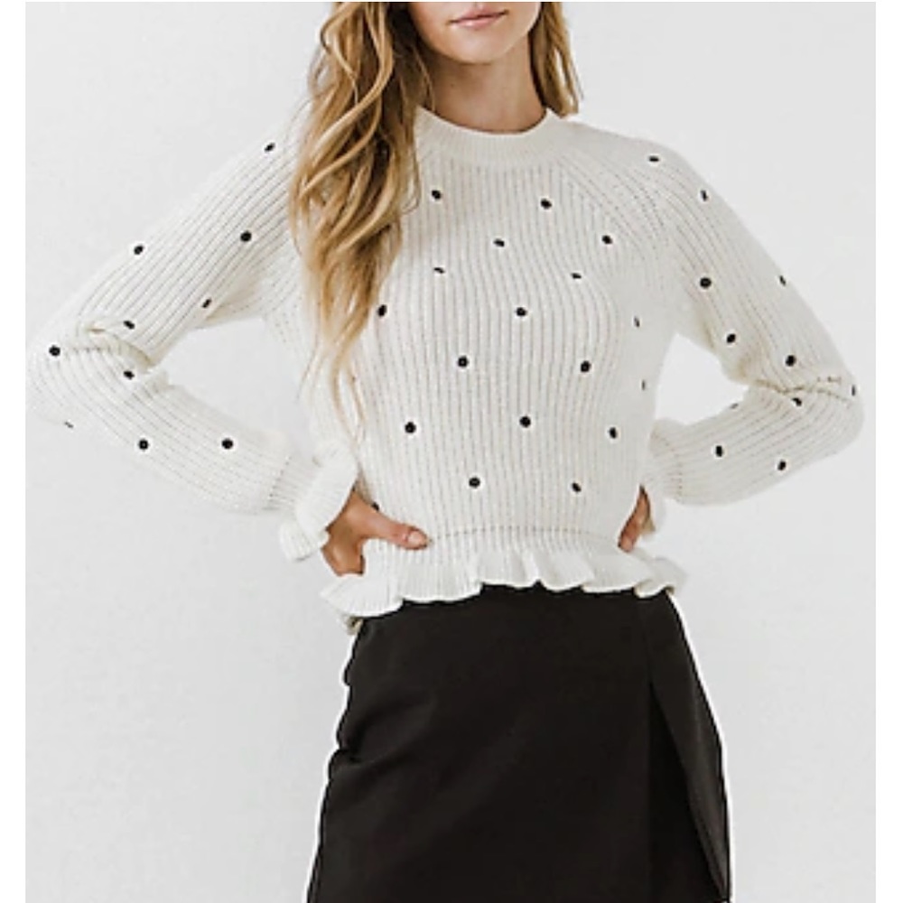 NWT English Factory white polka dot sweater large